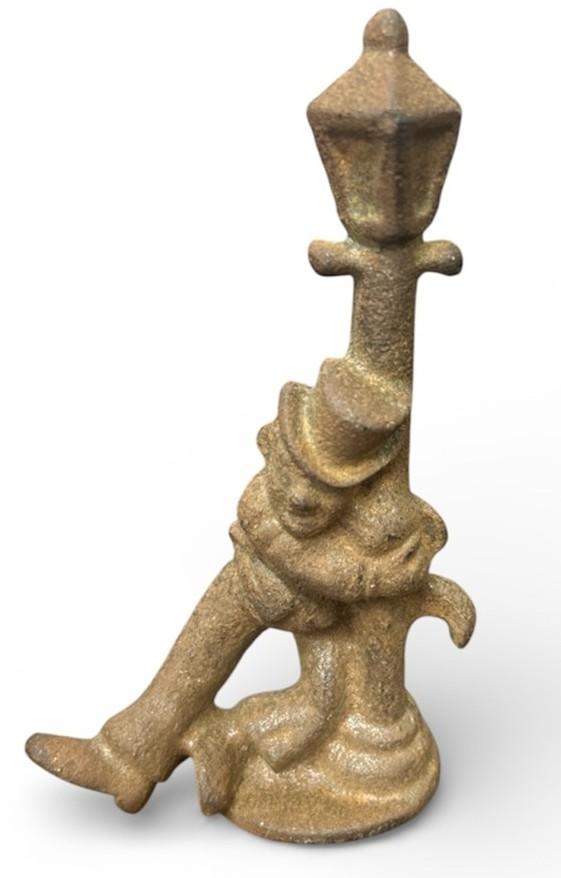 Cast Iron Man Holding onto a Lamp Post 1930s 1940s Bottle Opener