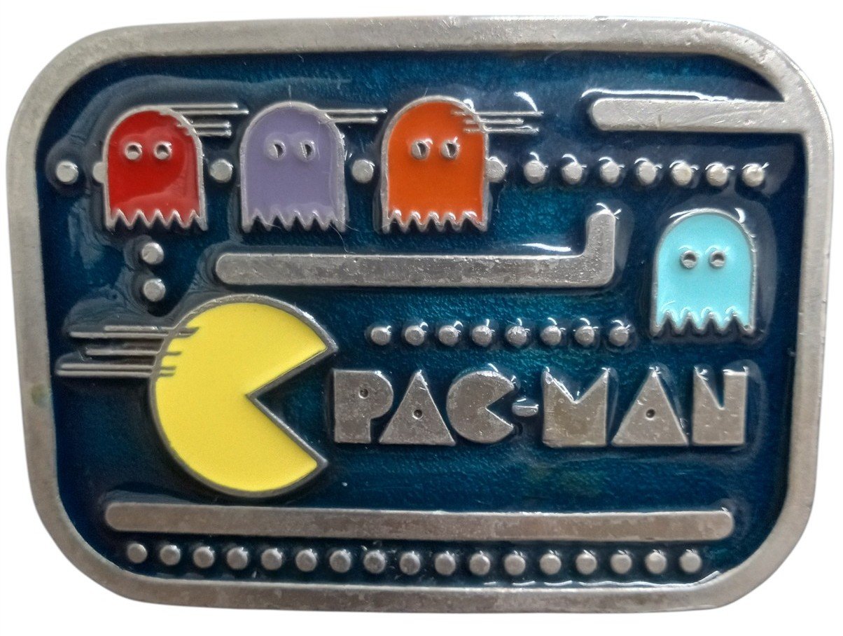 Pac-Man Belt Buckle 1980s Fashion Accessory 3" Retro Collectible Nostalgic