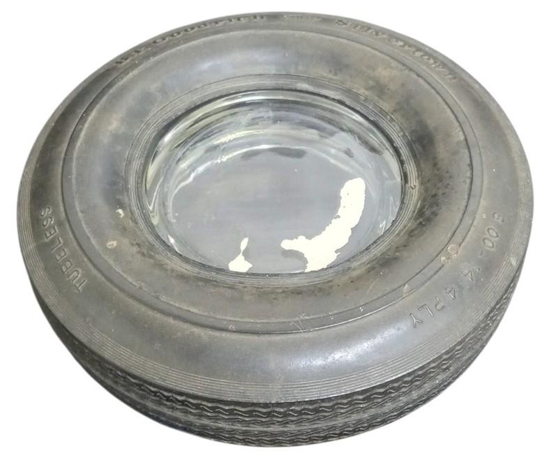 B.F. Goodrich Rubber Tire Ashtray 6" With Removable Glass Insert Vintage Decor