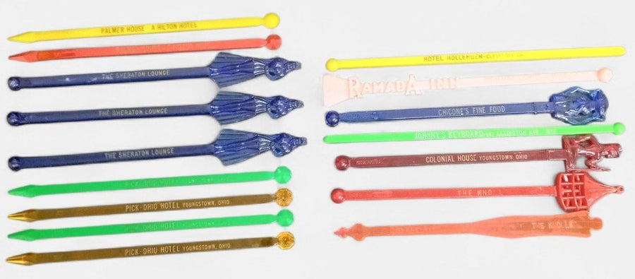 Cocktail Swizzle/Stir Sticks Set Of 16 Vintage Collectible Nostalgic Barware