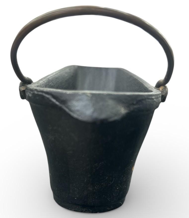 Cast Iron Hand-Painted Red Flower Scuttle Bucket