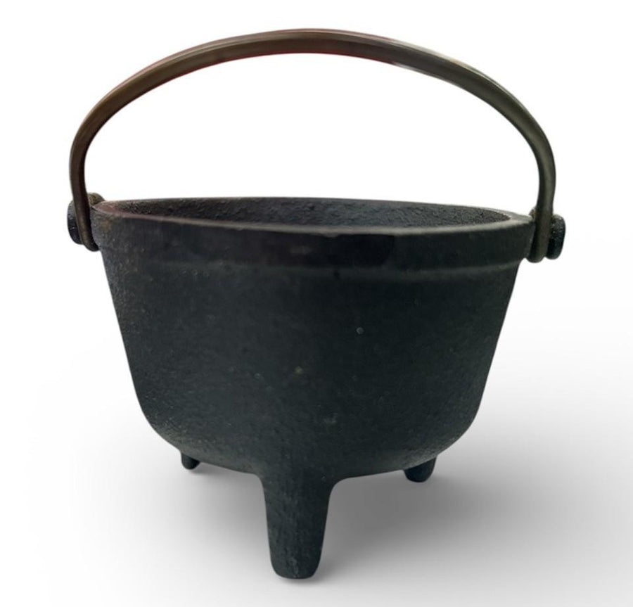 Cast Iron Hand Painted Flowers Miniature 3 Legged Caldron Set of 3