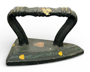 Cast Iron Hand-painted Hearts and Flowers Medium Pair of Sad Irons