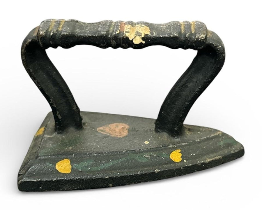 Cast Iron Hand-painted Hearts and Flowers Medium Pair of Sad Irons