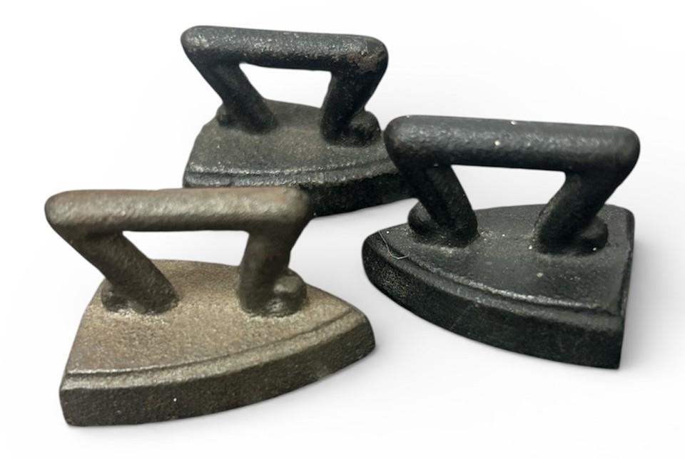 Cast Iron Decorative Vintage Miniature Hand-Painted Lot of 8 Sad Irons Paperweights