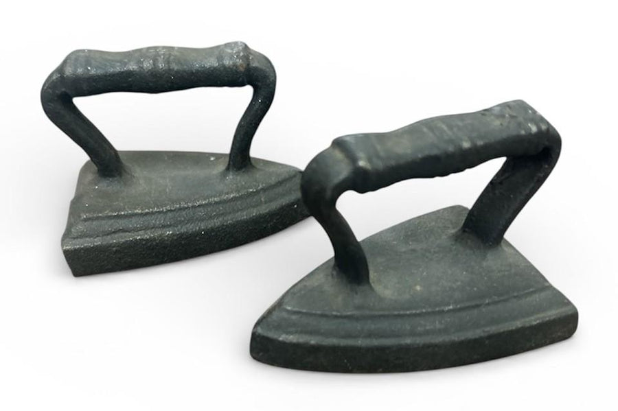 Cast Iron Pair of Vintage Sad Miniature Irons