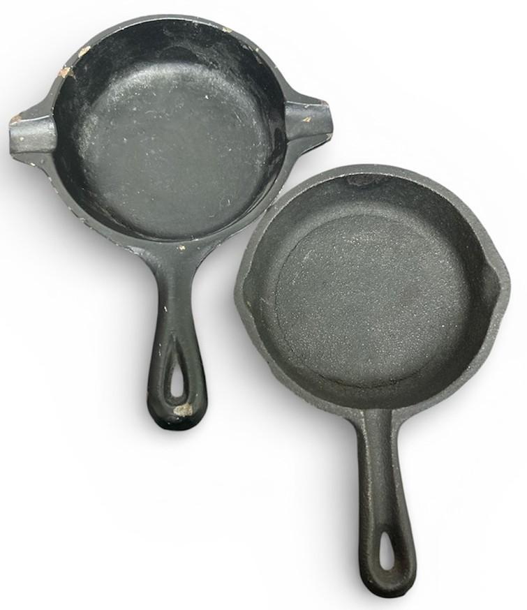 Cast Iron Vintage Cardinal and Regular Ashtray Skillets