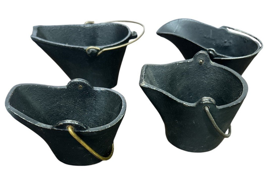 Cast Iron Lot of 4 Miniature Coal Sample Scuttle Buckets