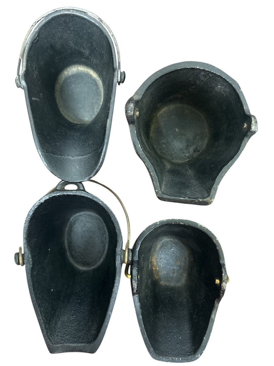 Cast Iron Lot of 4 Miniature Coal Sample Scuttle Buckets