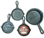 Cast Iron Lot of 4 Tuloma, Holiday Inn, Haag's Hotel, Torcon Skillet Ashtrays