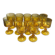 Hazel Atlas El Dorado Lyric Gold Footed 5.25in Thumbprint Glass Goblet Set of 12