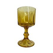 Hazel Atlas El Dorado Lyric Gold Footed 5.25in Thumbprint Glass Goblet Set of 12