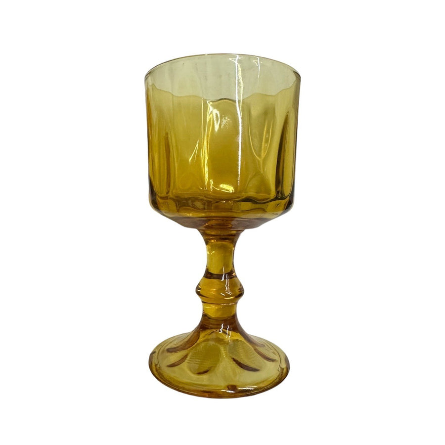Hazel Atlas El Dorado Lyric Gold Footed 5.25in Thumbprint Glass Goblet Set of 12