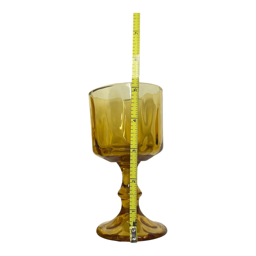 Hazel Atlas El Dorado Lyric Gold Footed 5.25in Thumbprint Glass Goblet Set of 12