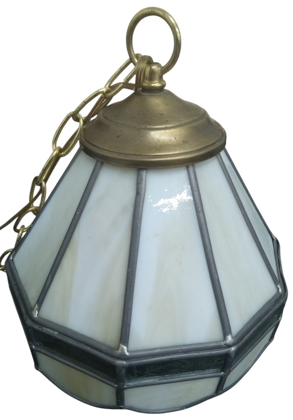 Glass Chandelier W/Gold Chain MCM Vintage Collectible Decor Home Accent Untested
