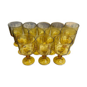 MCM Hazel Atlas El Dorado Lyric Gold Footed 5.5in Glass Goblet Set of 12