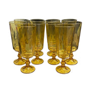 MCM Hazel Atlas El Dorado Lyric Gold 7.75in Footed Glass Tumbler Set of 10