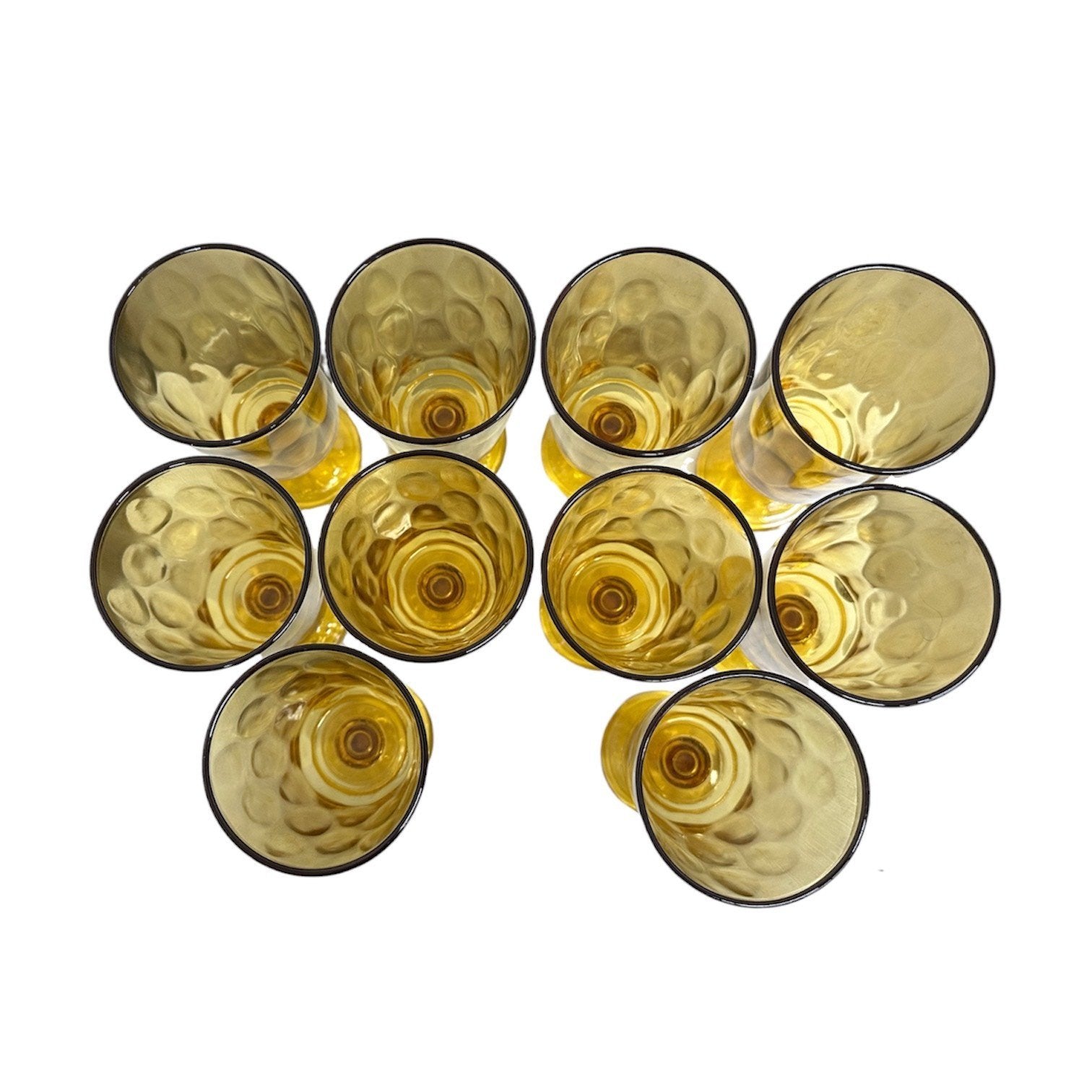 MCM Hazel Atlas El Dorado Lyric Gold 7.75in Footed Glass Tumbler Set of 10