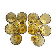 MCM Hazel Atlas El Dorado Lyric Gold 7.75in Footed Glass Tumbler Set of 10