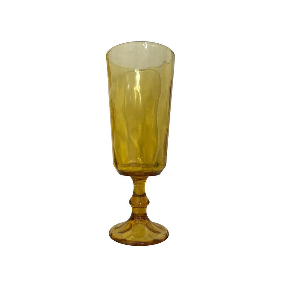 MCM Hazel Atlas El Dorado Lyric Gold 7.75in Footed Glass Tumbler Set of 10