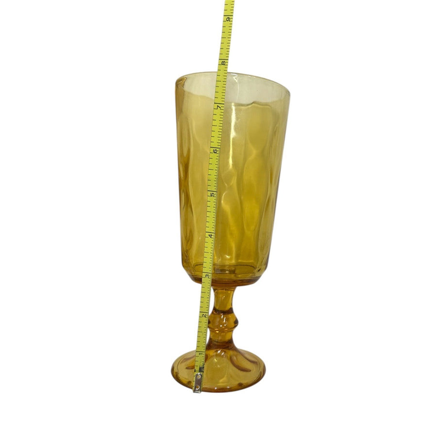 MCM Hazel Atlas El Dorado Lyric Gold 7.75in Footed Glass Tumbler Set of 10