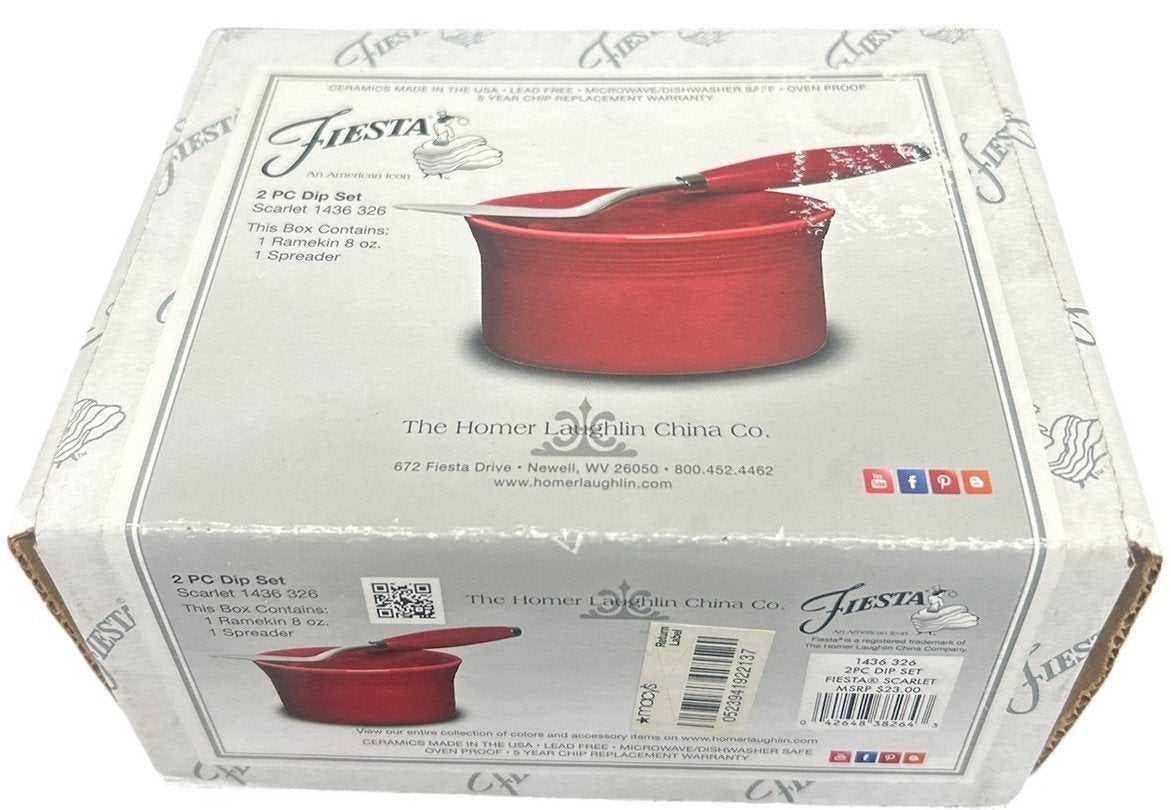 Fiesta Scarlet Red Two Piece Homer Laughlin Dip Set with Box