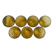 MCM Hazel Atlas El Dorado Lyric Gold 5.75in Glass Thumbprint Tumbler Set of 7
