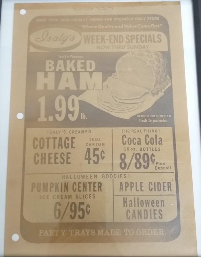 Isaly's Sales Ad For Youngstown Vindicator 10/24/73 Framed 9"x11" Vintage Decor