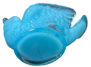 Degenhart 2 Bird and Berry Light Blue Glass Open Salt Cellar Candle Holders