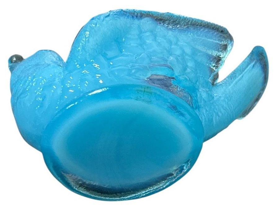 Degenhart 2 Bird and Berry Light Blue Glass Open Salt Cellar Candle Holders