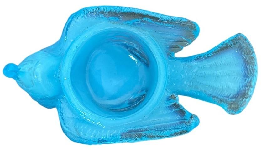 Degenhart 2 Bird and Berry Light Blue Glass Open Salt Cellar Candle Holders