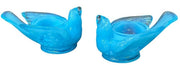 Degenhart 2 Bird and Berry Light Blue Glass Open Salt Cellar Candle Holders