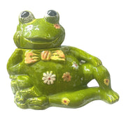 Vintage Napco "Flower Power" 1970s Large Ceramic Floral Frog Cookie Jar