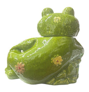 Vintage Napco "Flower Power" 1970s Large Ceramic Floral Frog Cookie Jar