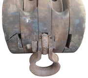 Pulley Hook Iron & Wood Vintage Collectible Industrial Equipment Tools