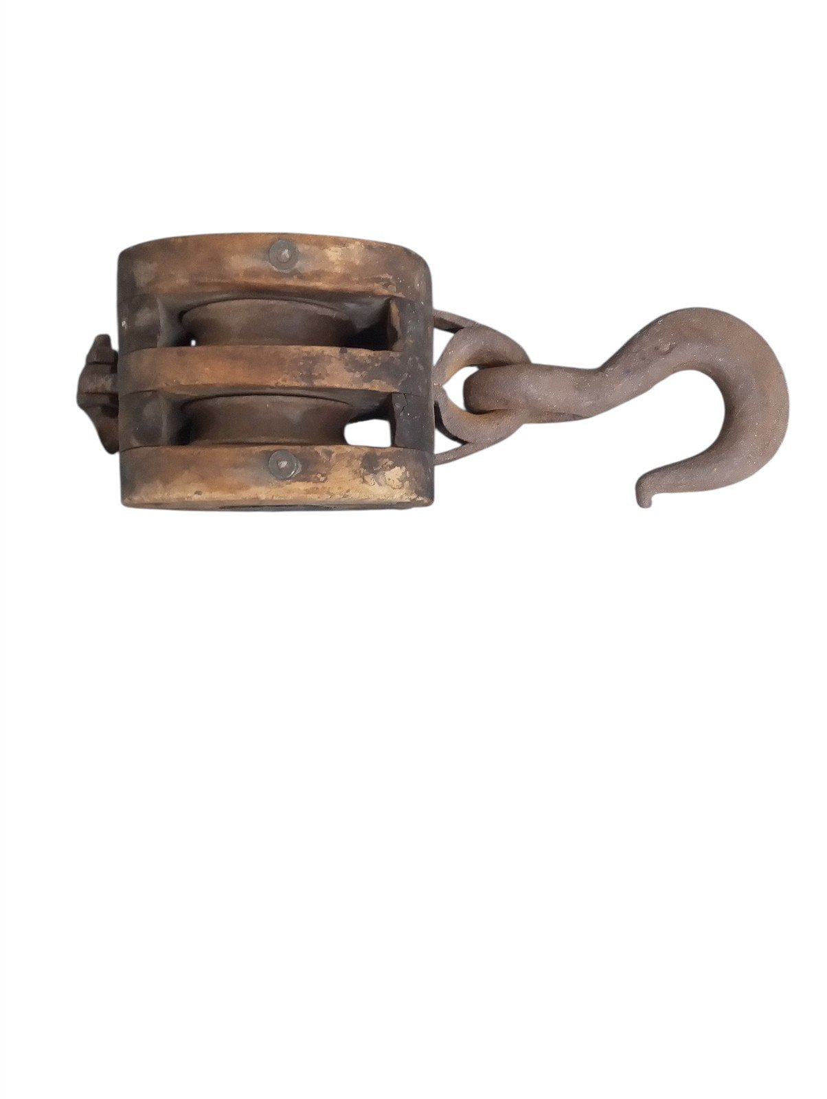 Pulley Hook Iron & Wood Vintage Collectible Industrial Equipment Tools