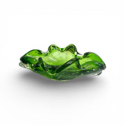 Murano Bullicante Vivid Green Italian Hand Blown Glass Decorative Candy Dish