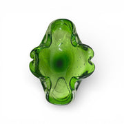 Murano Bullicante Vivid Green Italian Hand Blown Glass Decorative Candy Dish