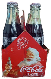 Coca Cola Set Of 5 Sealed Christmas Bottles W/Carrier 1993 Retro Festive