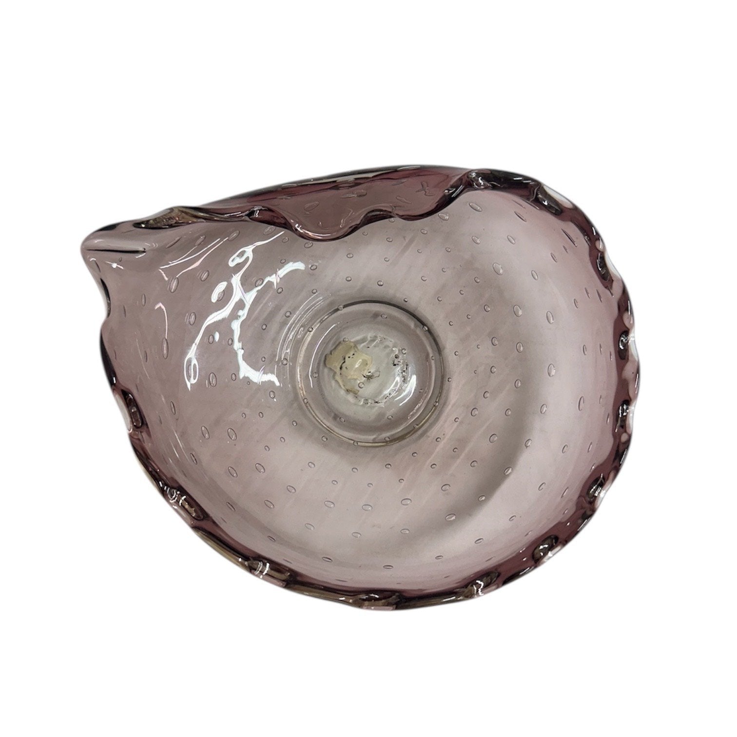 Murano Bullicante Amethyst Purple Handblown Italian MCM Bubble Glass Candy Dish