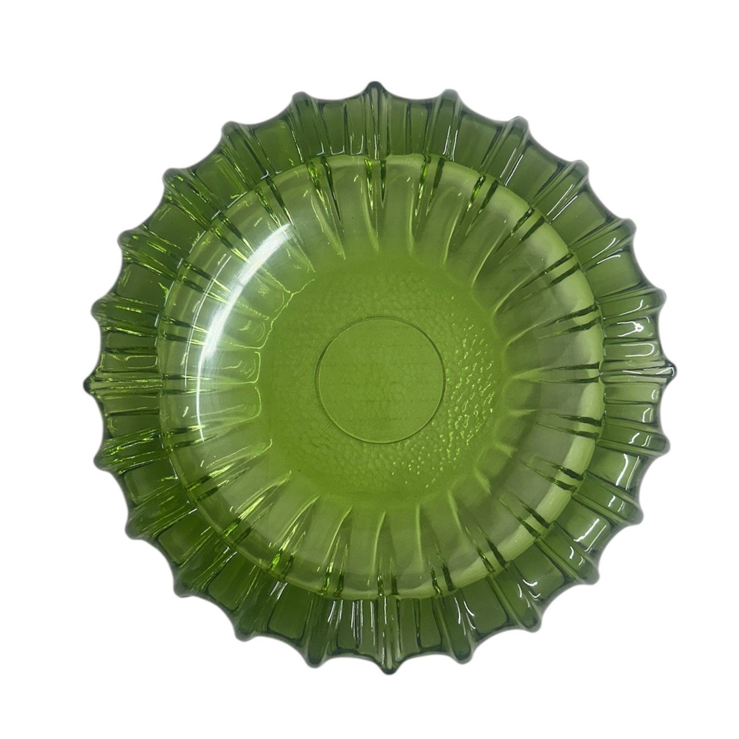 MCM Fostoria Emerald Green Round Vintage Ashtray