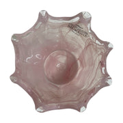 Murano Pink Swirled Glass Splash Bowl Handblown Italian Glass Original Sticker