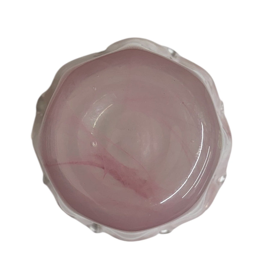 Murano Pink Swirled Glass Splash Bowl Handblown Italian Glass Original Sticker