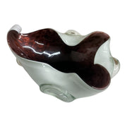 Murano Fratelli Toso Scorpion Tail Burgundy And White Cased Decorative Bowl
