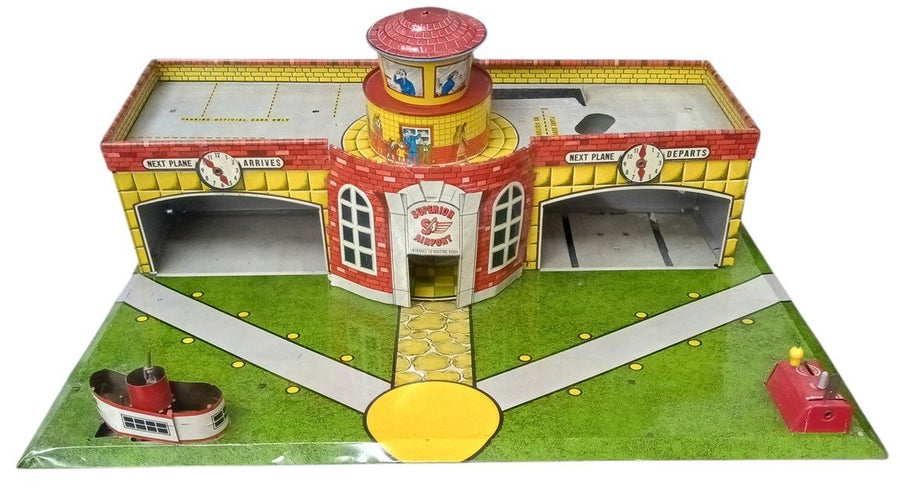 Superior T.Cohn Tin Airport Playset Vintage Missing Pieces Untested