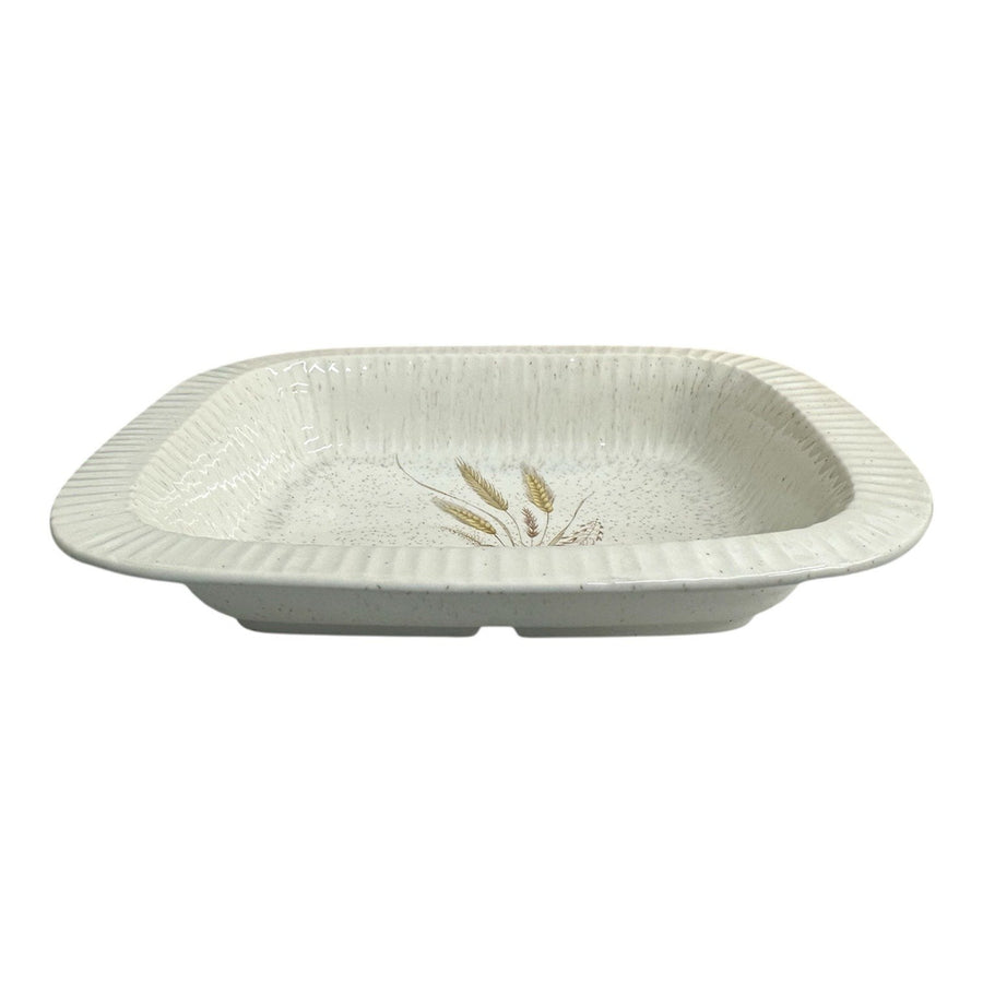Treasure Craft Wheat White and Brown Rectangular Ceramic Baking Dish