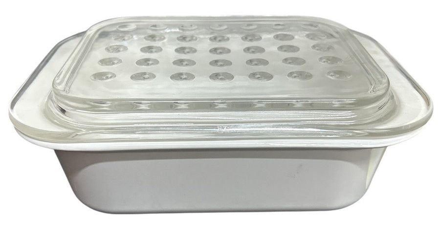 Corning Ware White Casserole Dish with Pyrex Bubble Glass Lid