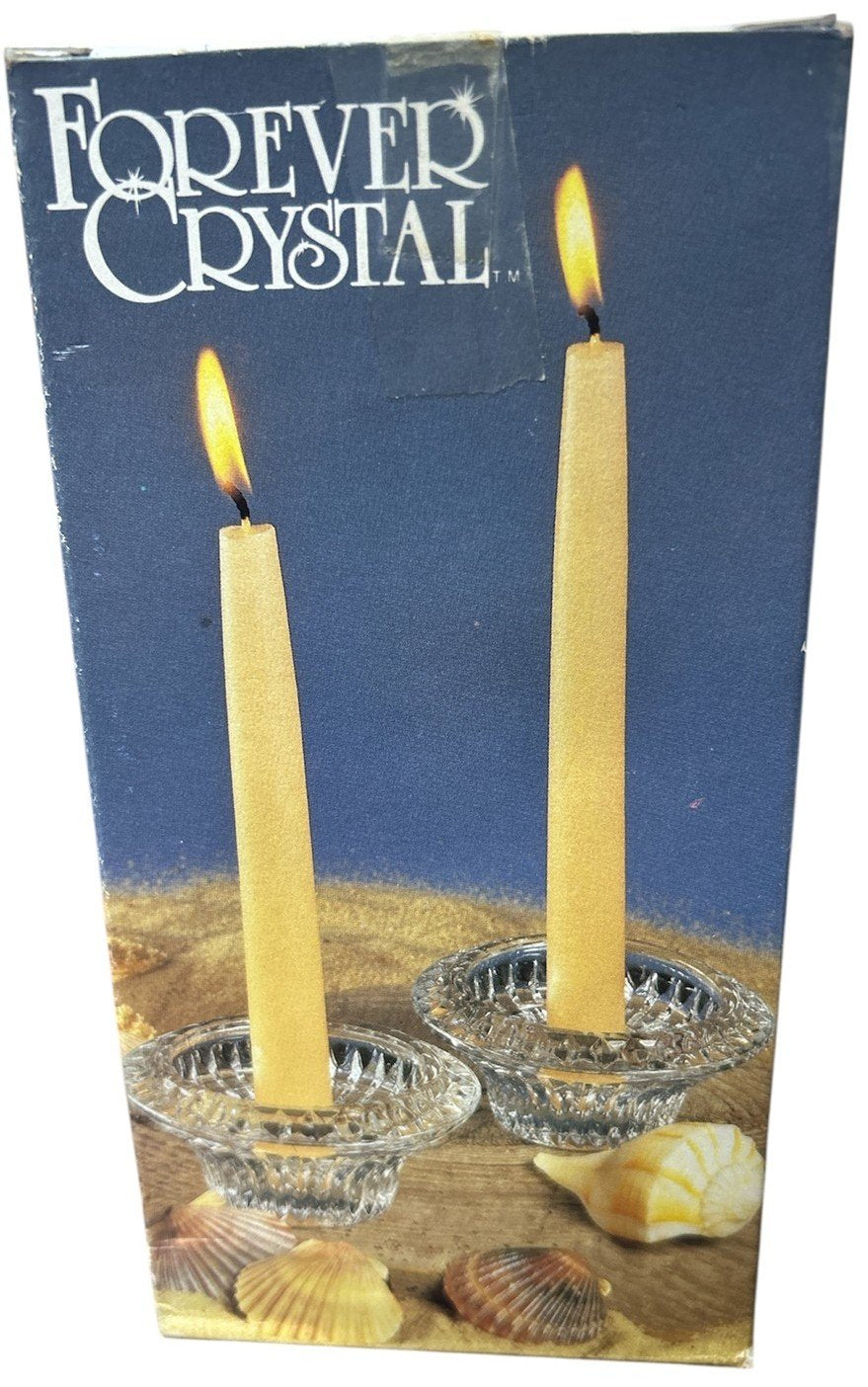 Forever Crystal Set of 2 Vintage Candle Holders with Original Box