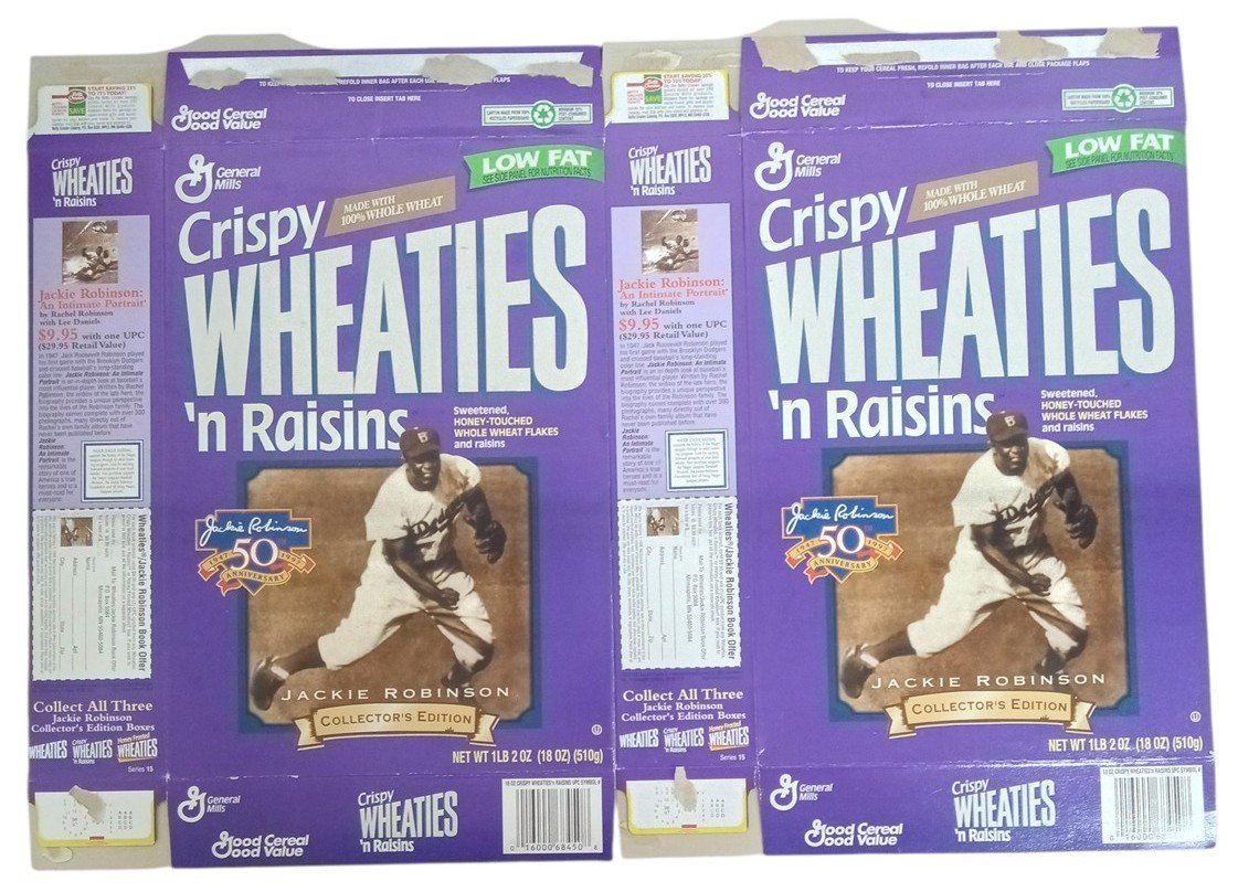 Jackie Robinson Crispy Wheaties 50th Anniversary Boxes Flat 1997 Baseball