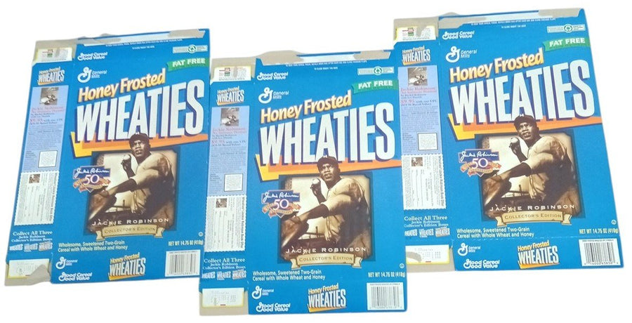 Jackie Robinson 50th Anniversary Honey Frosted Wheaties Boxes Flat 1997 Set Of 3